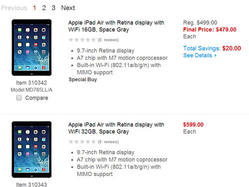 Mức giảm giá 20 USD của iPad Air bản wifi