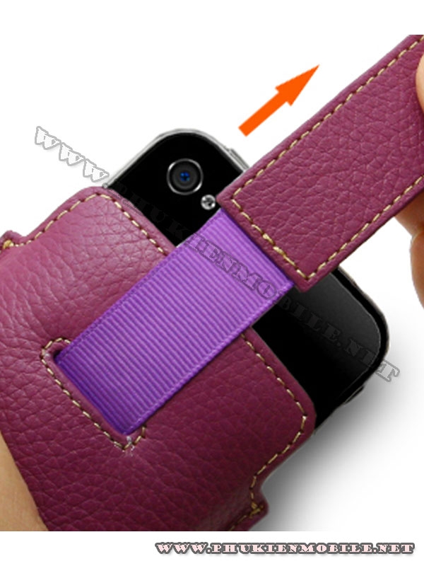 Bao cầm tay iPhone 4 Melkco Leather Case - Oto Holder Type màu tím 4